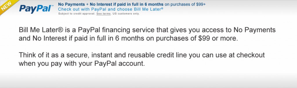 Paypal Bill Me Later®